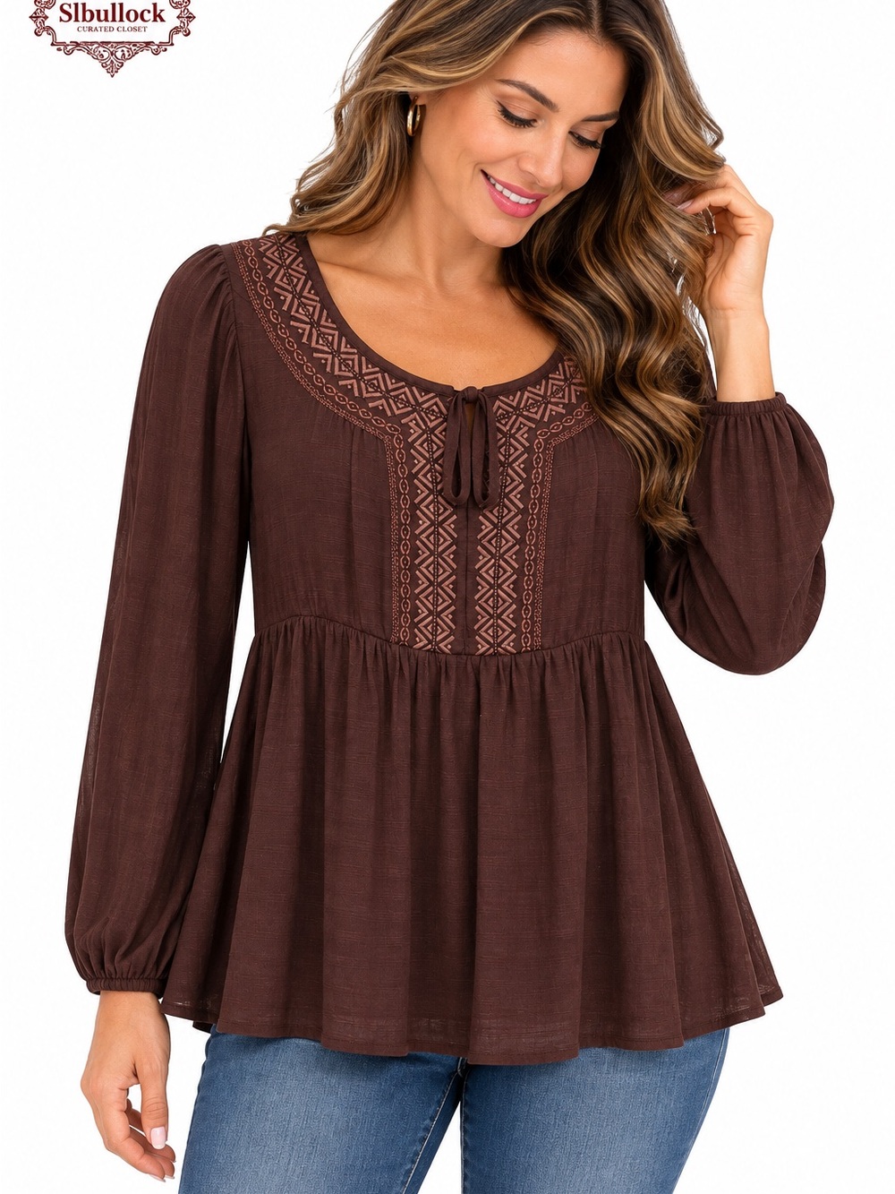 X55 Sonoma Embroidered Lightweight Rayon Blouse Plum Size Small